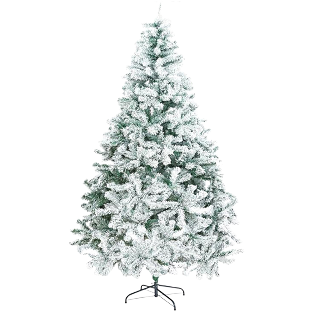 Alivio Snow Flocked Artificial Christmas Tree with Solid Metal Stand 7ft Image 1
