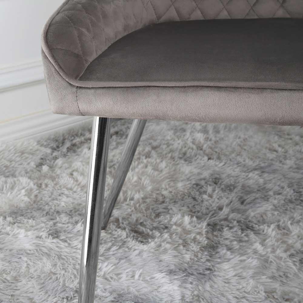 Home Garden Direct Hamilton Set of 2 Grey Velvet Dining Chairs Image 4