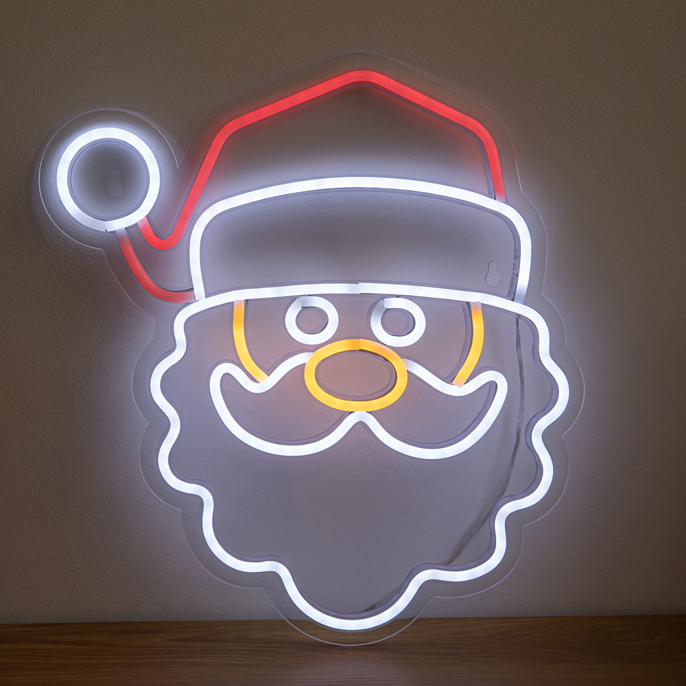 Samuel Alexander Multicolour LED Light-Up Neon Santa Christmas Decoration 35cm Image 1