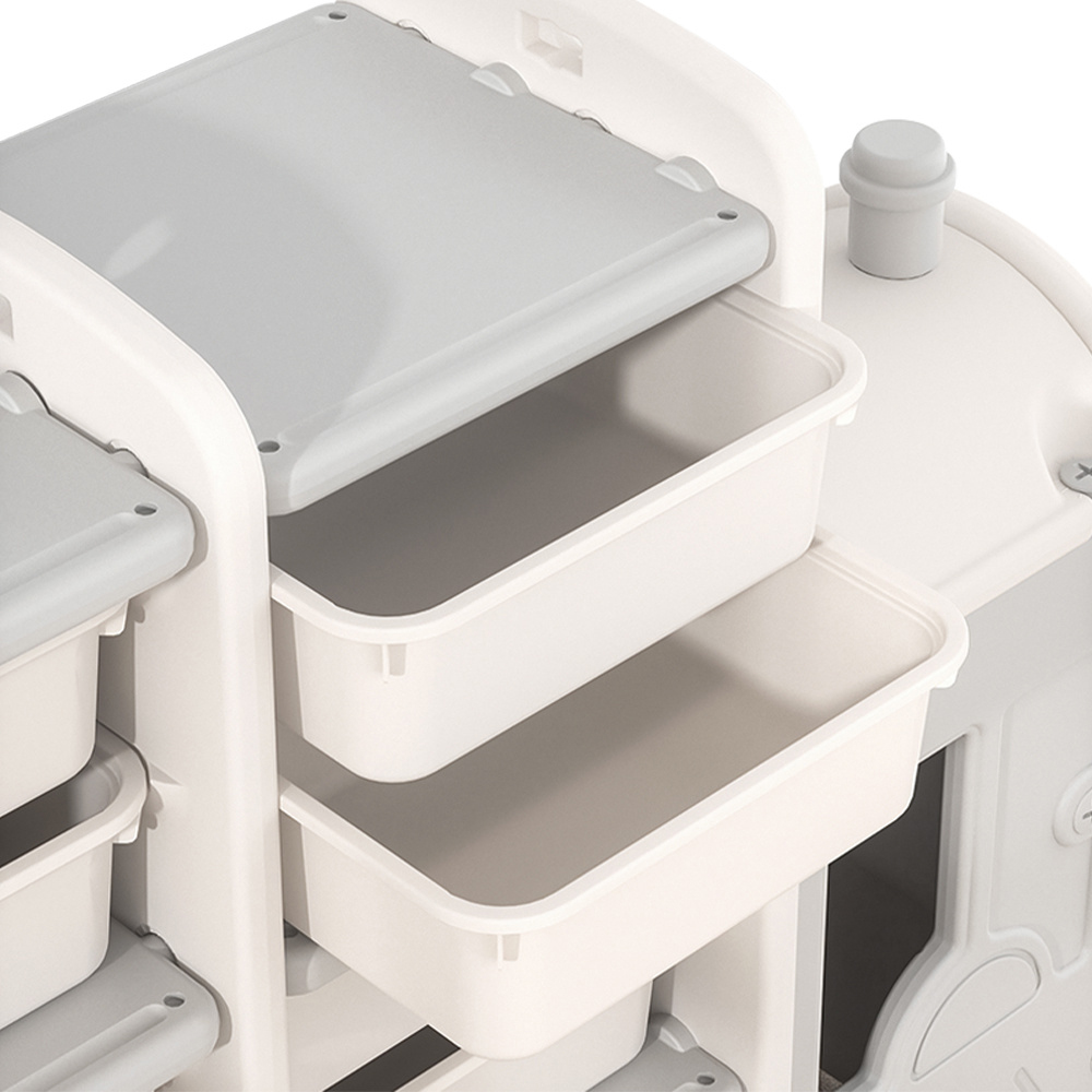 H&O Direct 3 Tier White Train Shaped Kids Toy Organiser Image 3