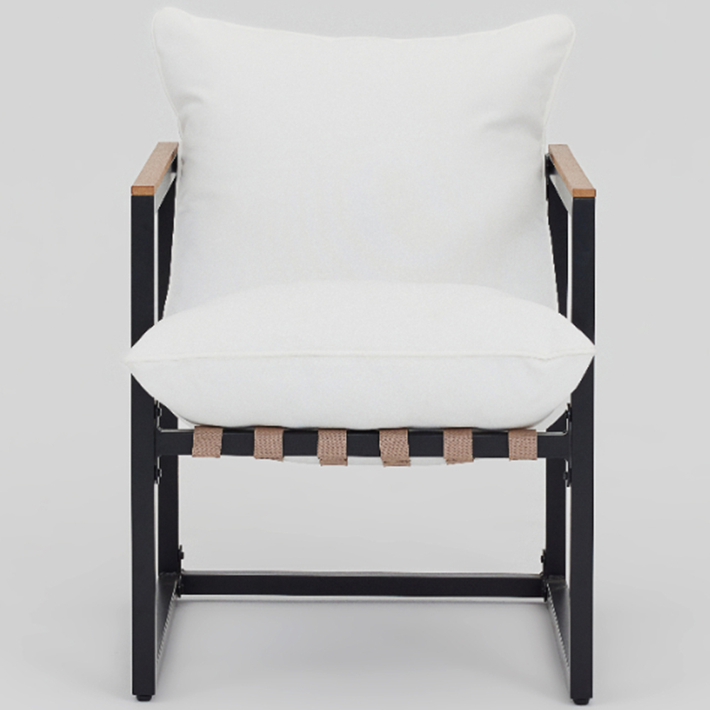 Home Detail Marbella 2 Seater Black Balcony Lounge Set with Ivory Cushions Image 3