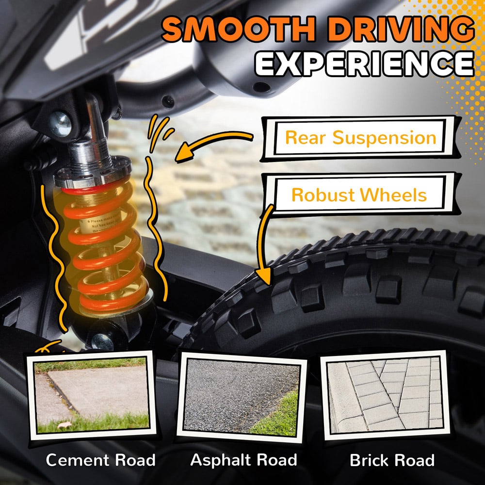 Tommy Toys Yellow Aprilia Licensed Kids Motorbike with Training Wheels 12V Image 7