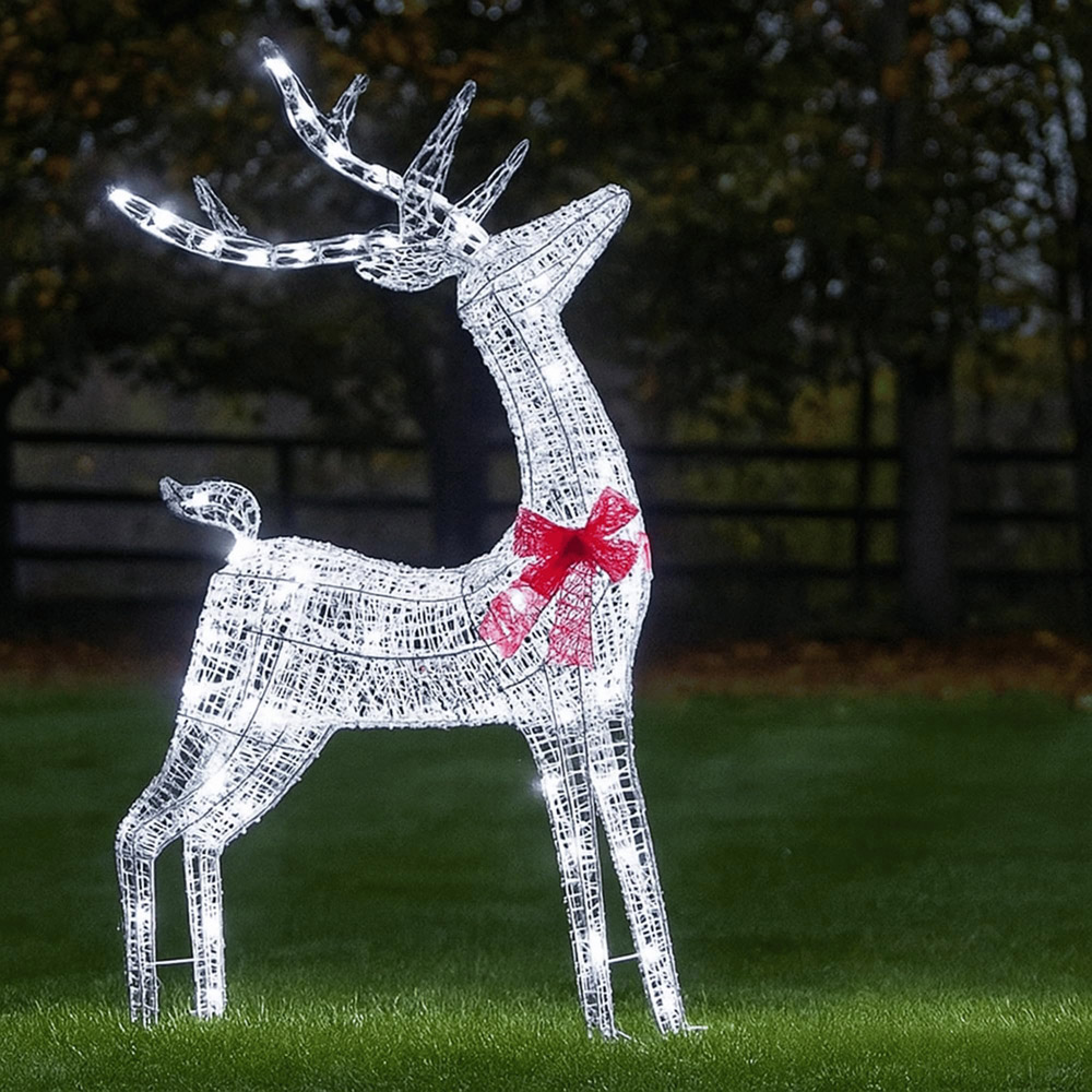 Samuel Alexander Cool White LED Silver Glitter Twist Christmas Reindeer 95cm Image 2
