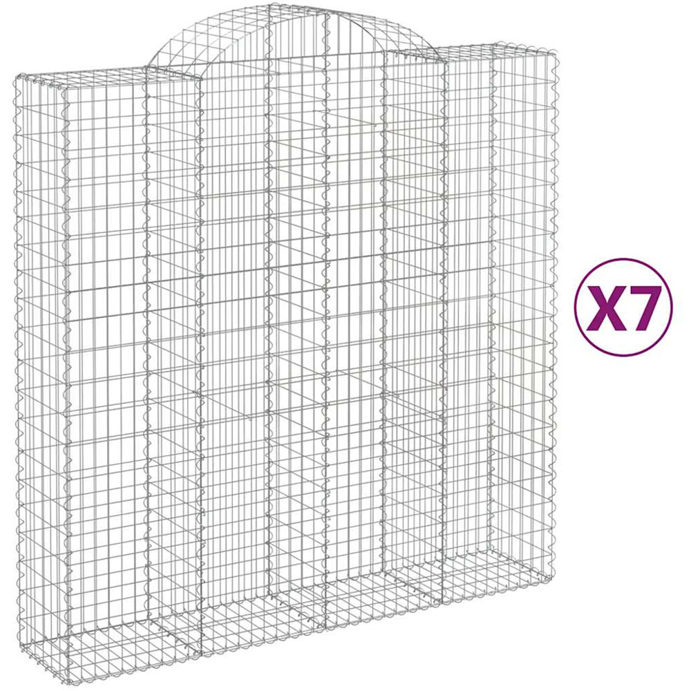 vidaXL Silver Galvanised Iron Arched Gabion Basket 200 x 50 x 200/220cm 7 Pack Image 2