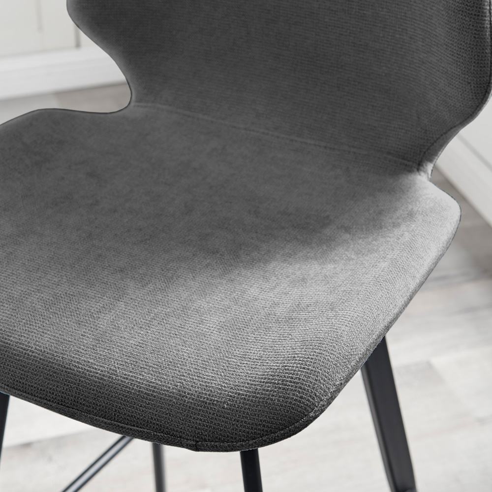 Furniturebox Lyla Set of 2 Grey and Black Textured Weave Bar Chairs Image 2