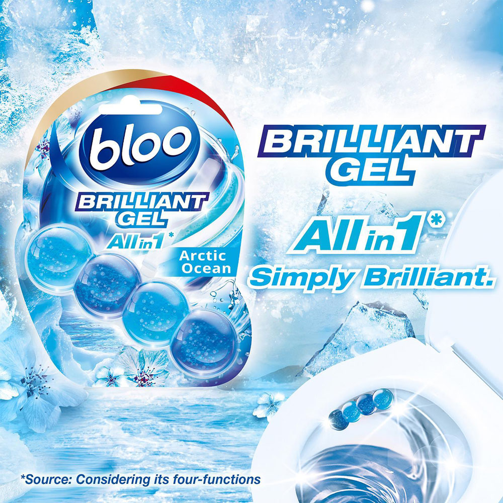 Bloo Brilliant Gel All in One Cleaner Arctic Ocean Toilet Rim Block 42g 7 Pack Image 7