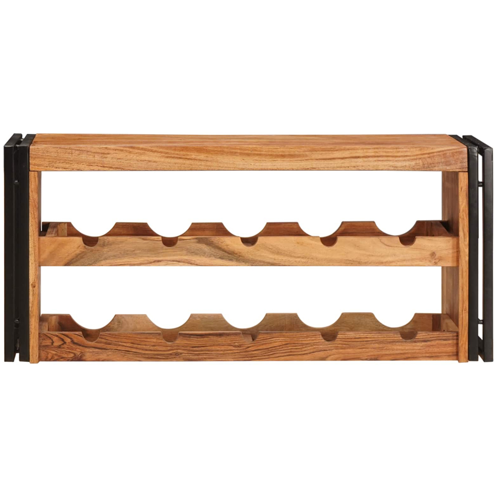vidaXL 10 Bottle Brown Solid Acacia Wood Wall Mounted Wine Rack Image 2