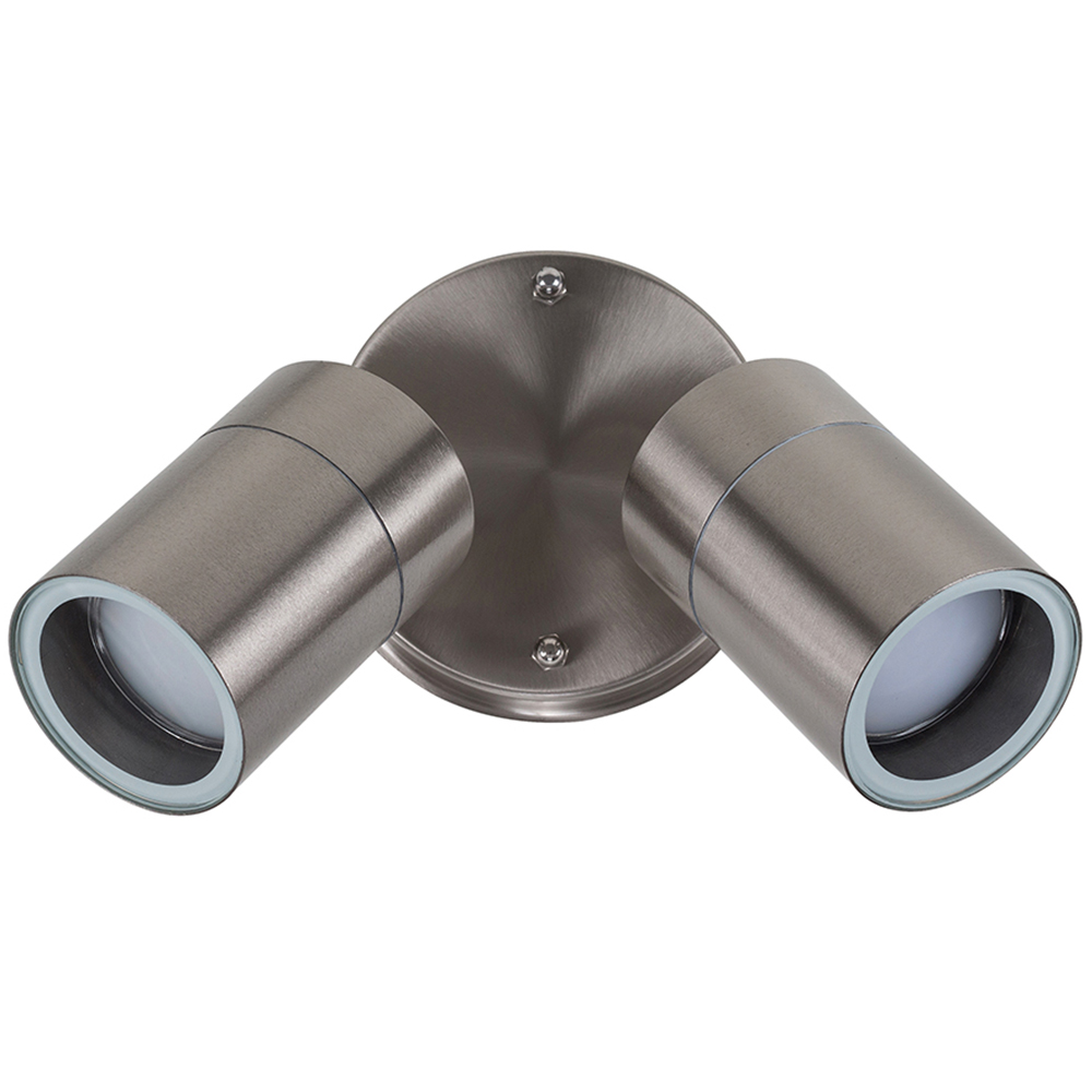 ValueLights Barrow Silver 2 Light Wall Spotlight Image 1