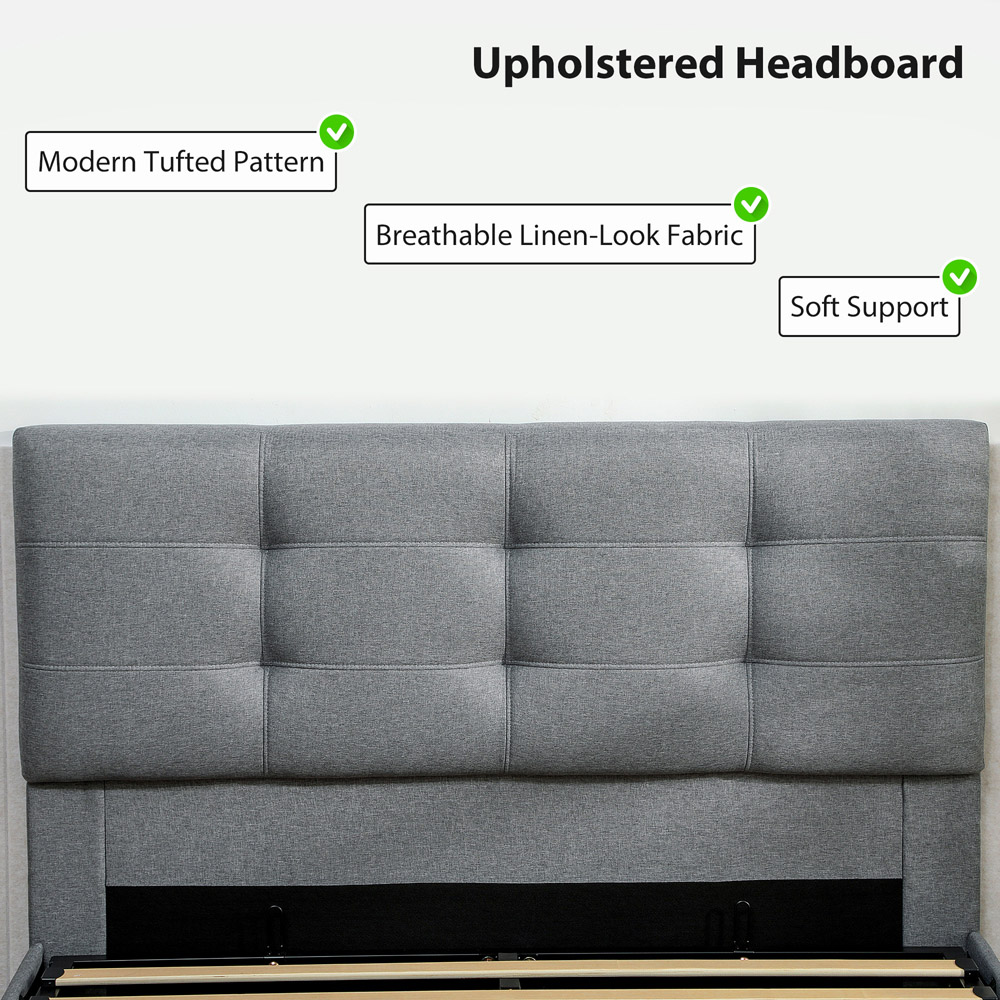 Portland Double Grey Upholstered Ottoman Bed Frame Image 6