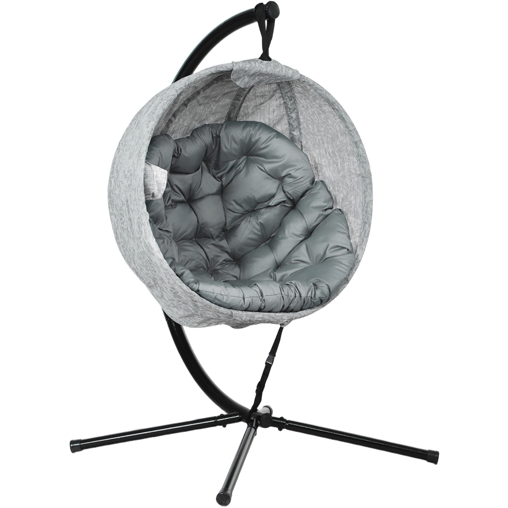 Outsunny Grey Hanging Egg Chair with Folding Basket Image 2
