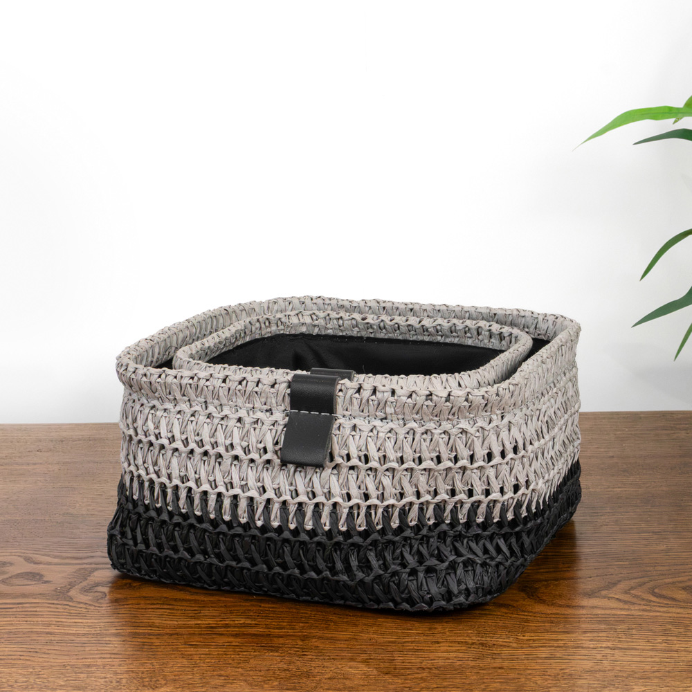 JVL Kenzi Light Grey Square Storage Basket 2 Pack Image 2