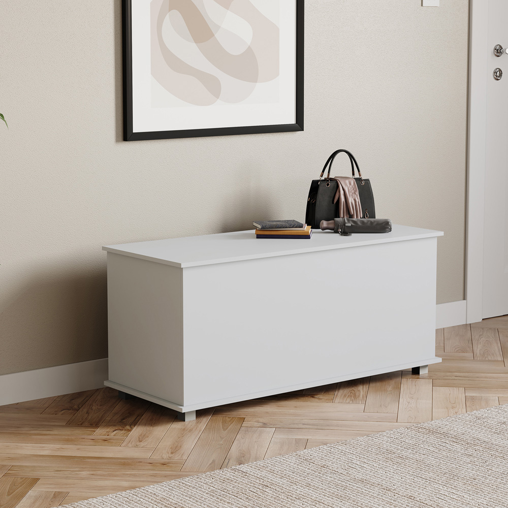 Vida Designs Leon White Wooden Storage Ottoman Image 4
