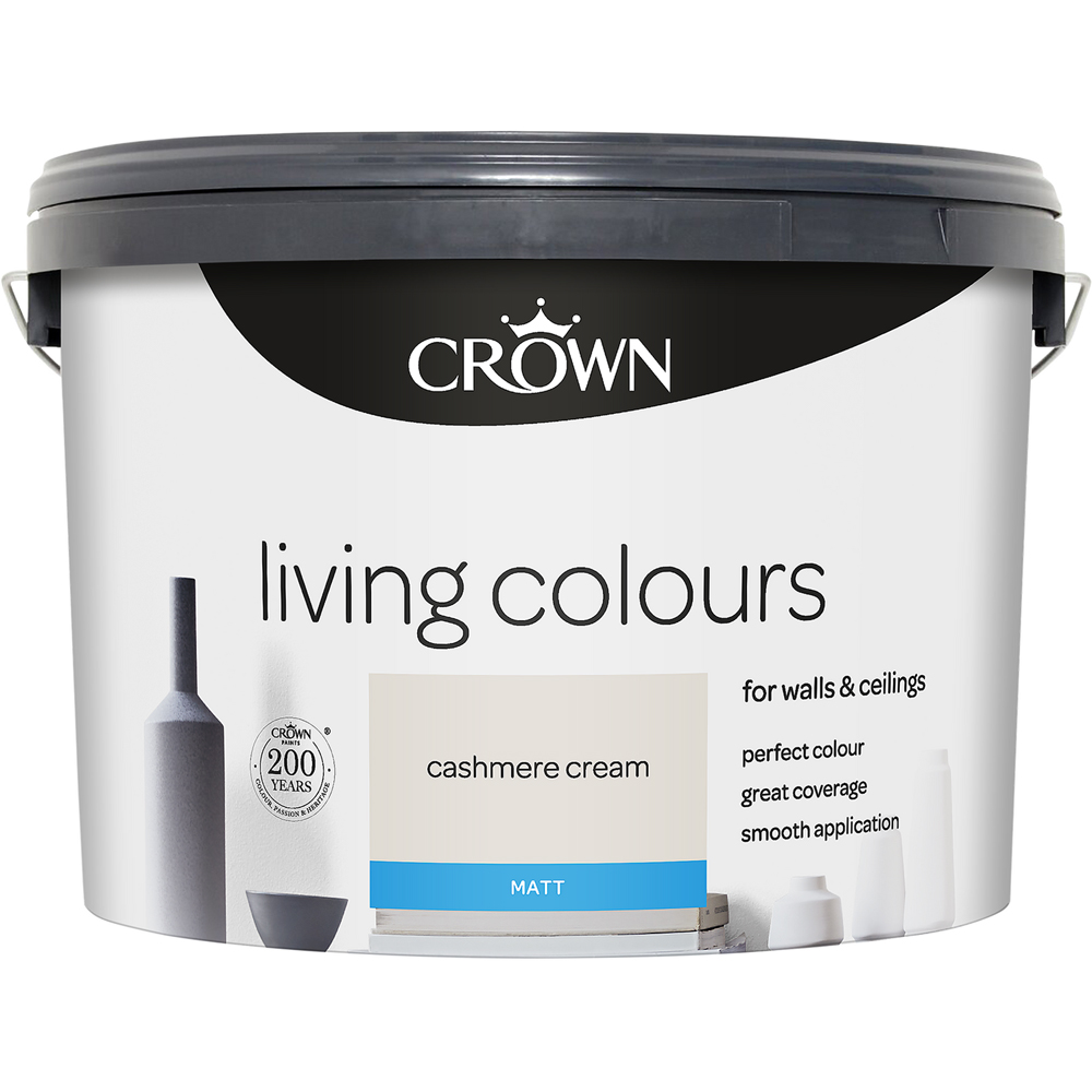 Crown Living Colours Walls and Ceilings Cashmere Cream Matt Emulsion Paint 10L Image 2