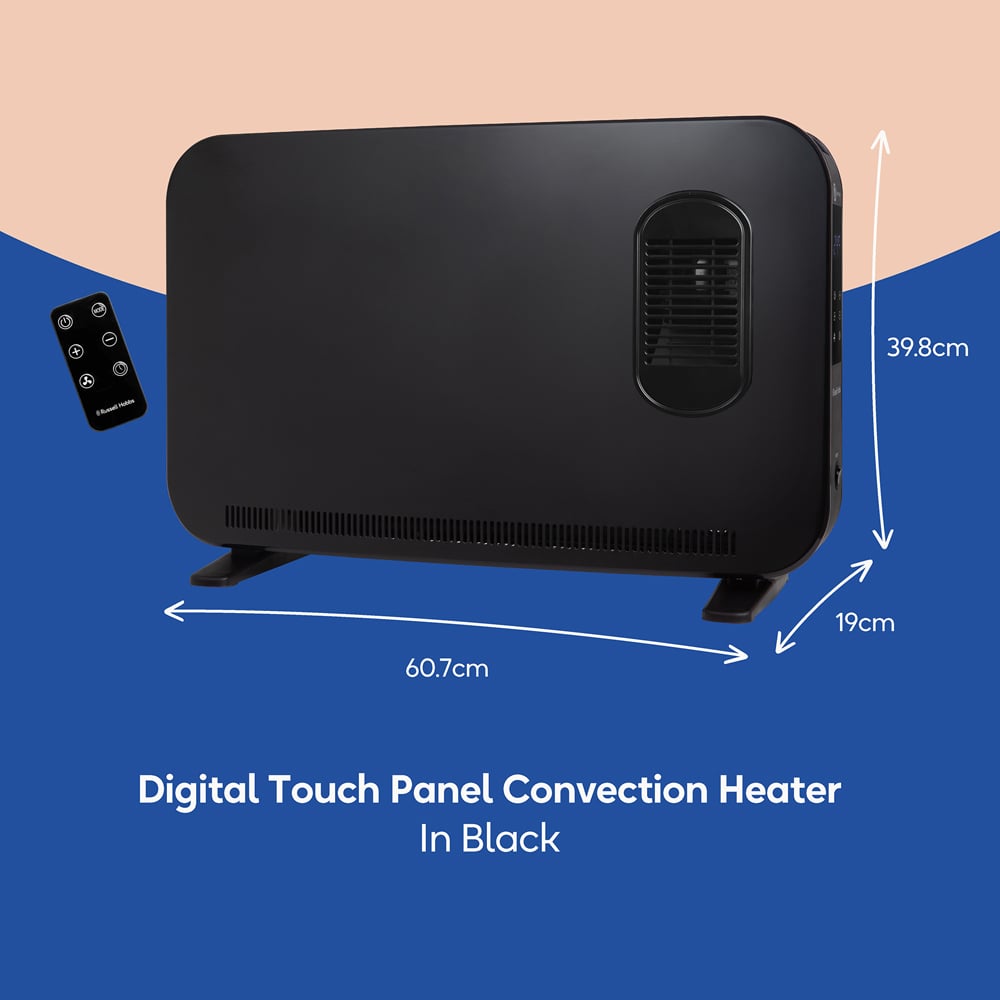 Russell Hobbs RHCVHTF2004B Black Digital Touch Panel Convection Heater with Turbo Fan 2000W Image 9