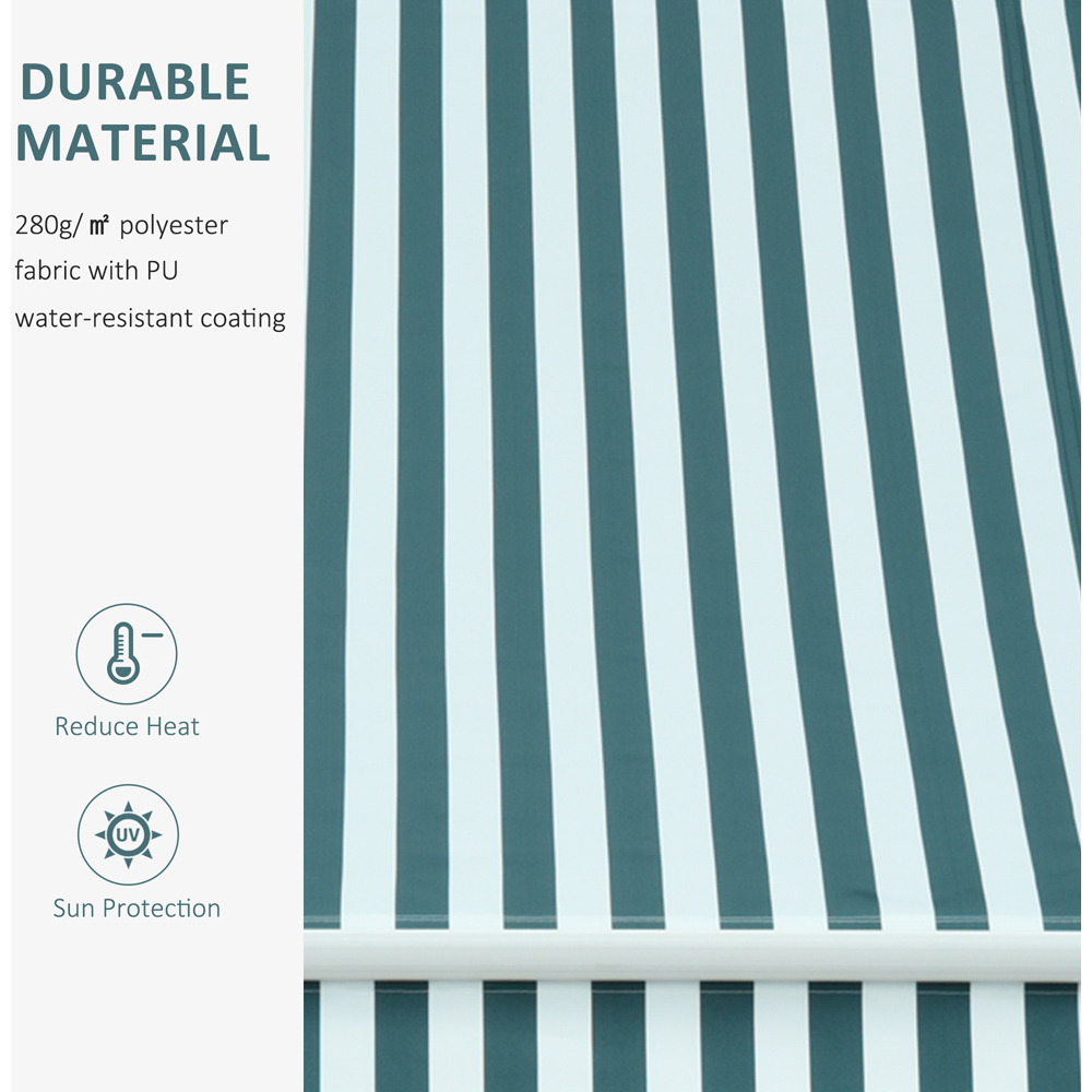 Outsunny Green and White Striped Retractable Awning 3 x 2.5m Image 5