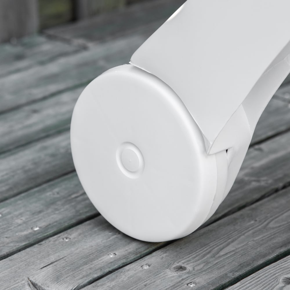 Outsunny White Plastic Folding Sun Lounger Chair on Wheels Image 3