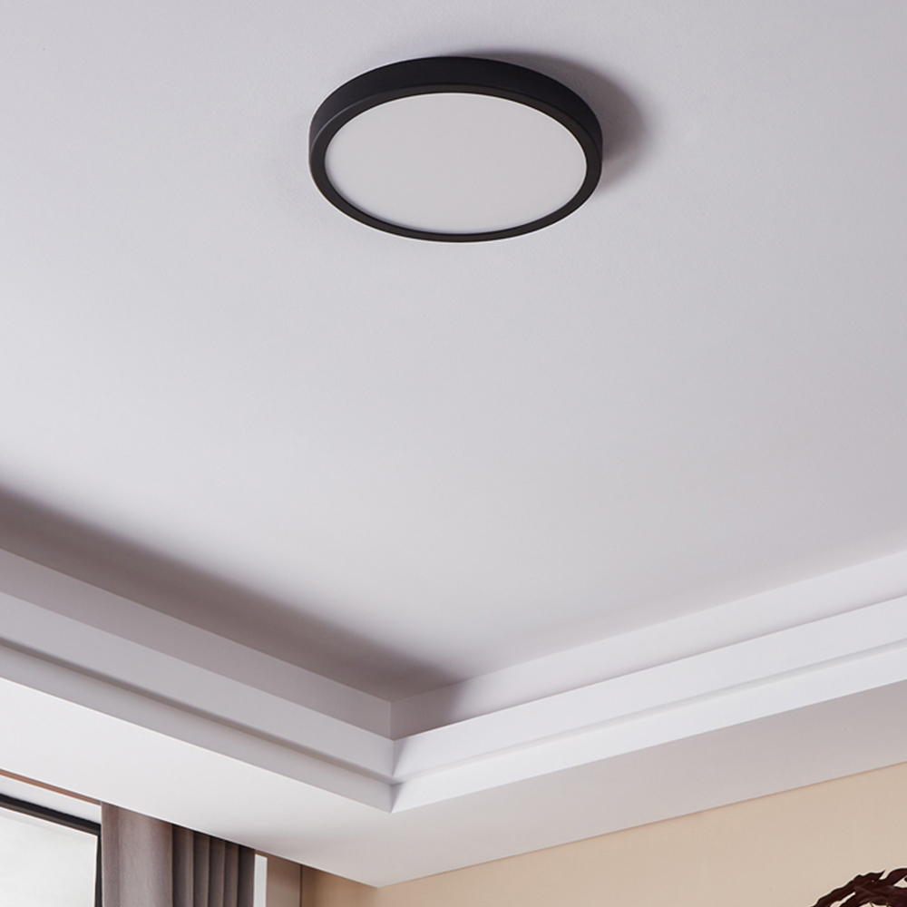 EGLO Fueva-Z Black Metal Round Smart Control Colour Changing LED Ceiling Light Image 2