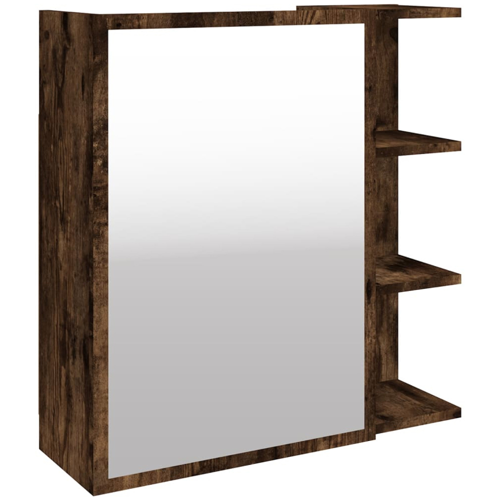 vidaXL Single Door 3 Shelf Smoked Oak Mirror Bathroom Cabinet Image 2