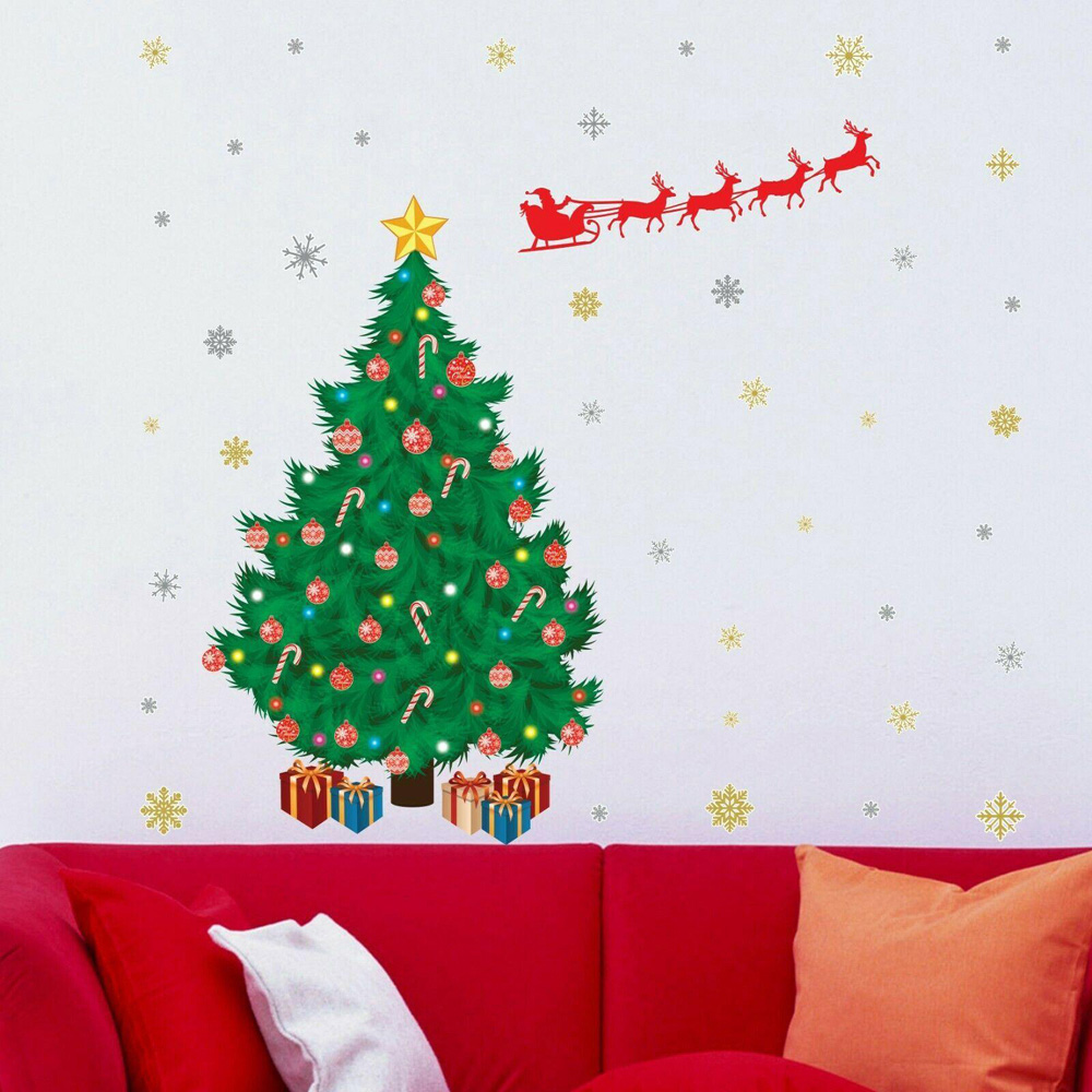 Walplus Christmas Tree with Santa Sleigh Self Adhesive Wall Sticker Image 2
