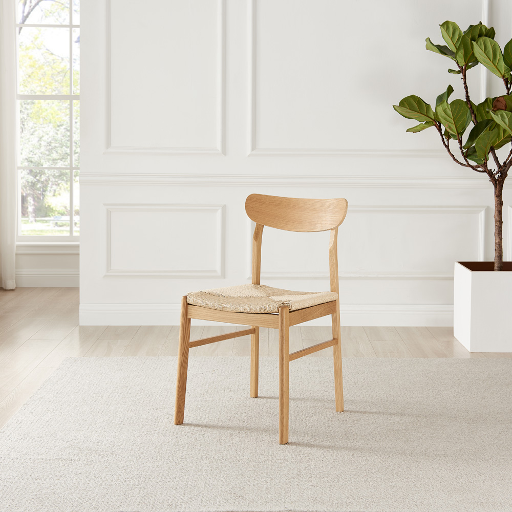 Furniturebox Belle Set of 2 Oak and Veneer Rope Dining Chair Image 2