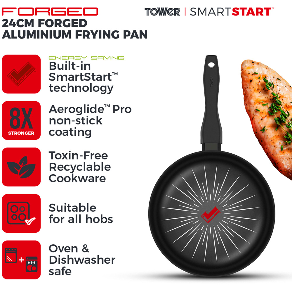 Tower Smart Start 24cm Black Forged Aluminium Non-Stick Frying Pan Image 2