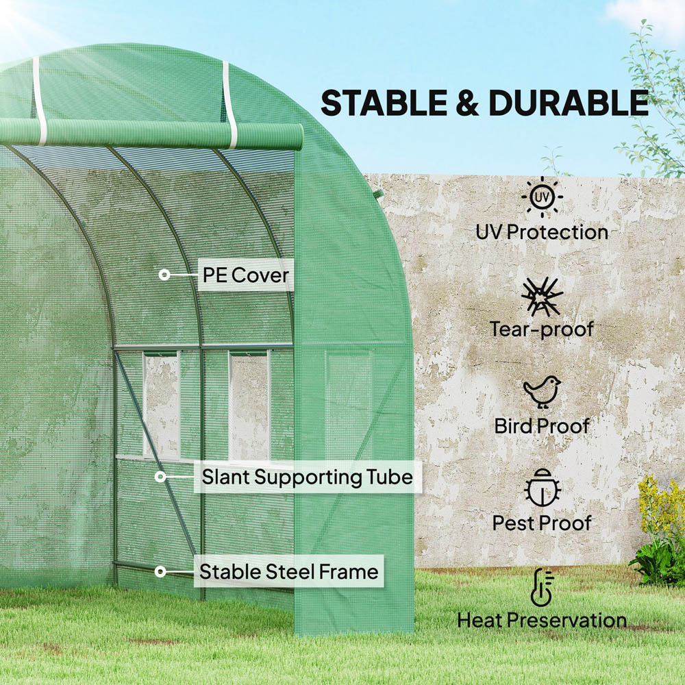 Outsunny Green Plastic 6.5 x 11.5ft Walk In Polytunnel Greenhouse Image 7