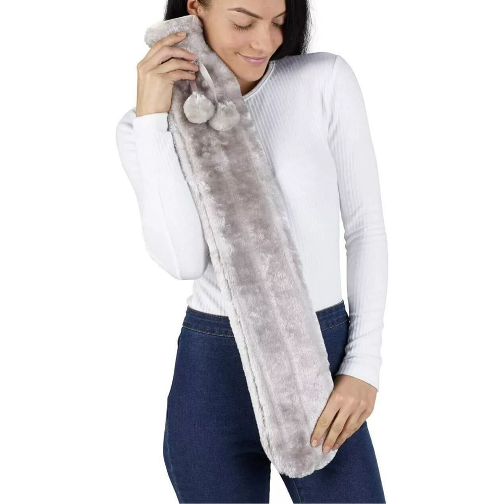 Marco Paul Grey Plush Cover Bed Warmer Hot Water Bottle 2L Image 3