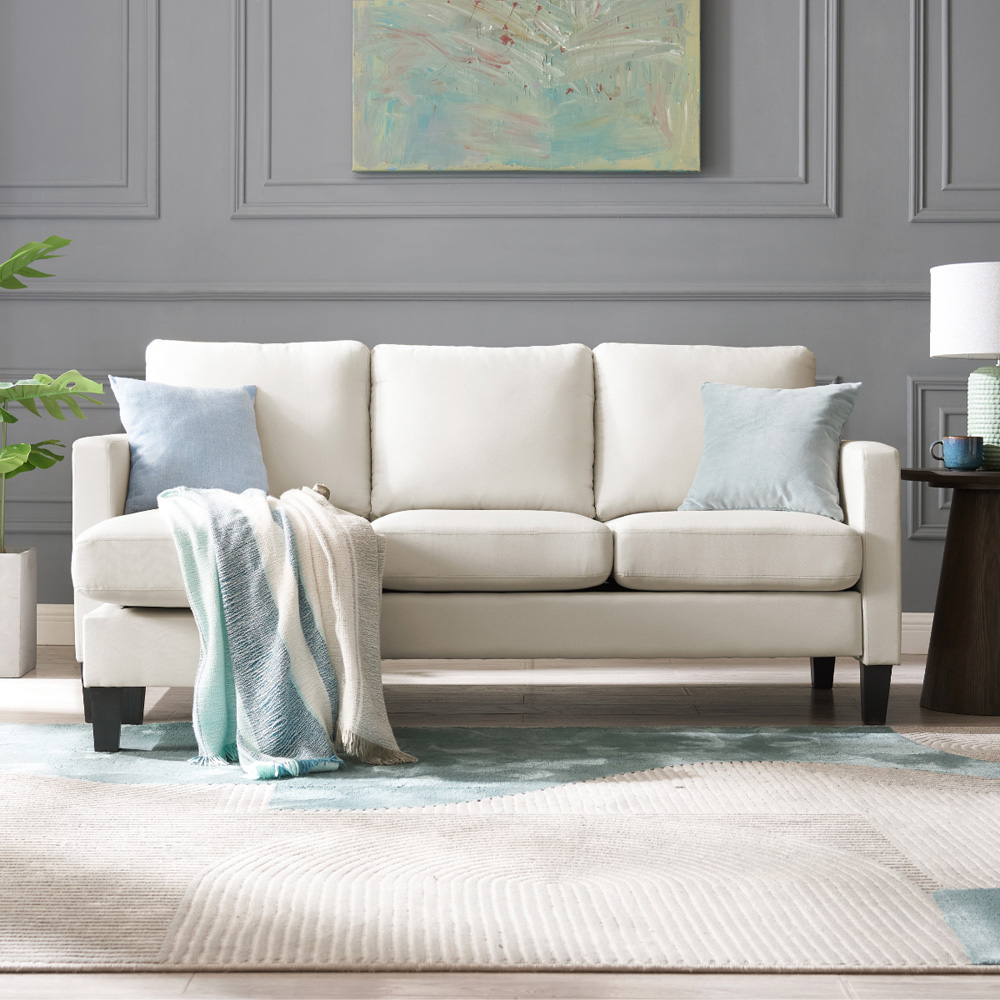 Home Detail Leah 3 Seater Cream Fabric L Shape Sofa Image 8