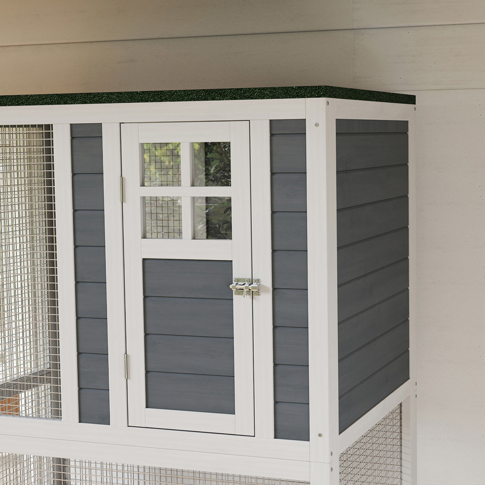 PawHut White Wooden Cat House with Asphalt Roof 77 x 50 x 73cm Image 4