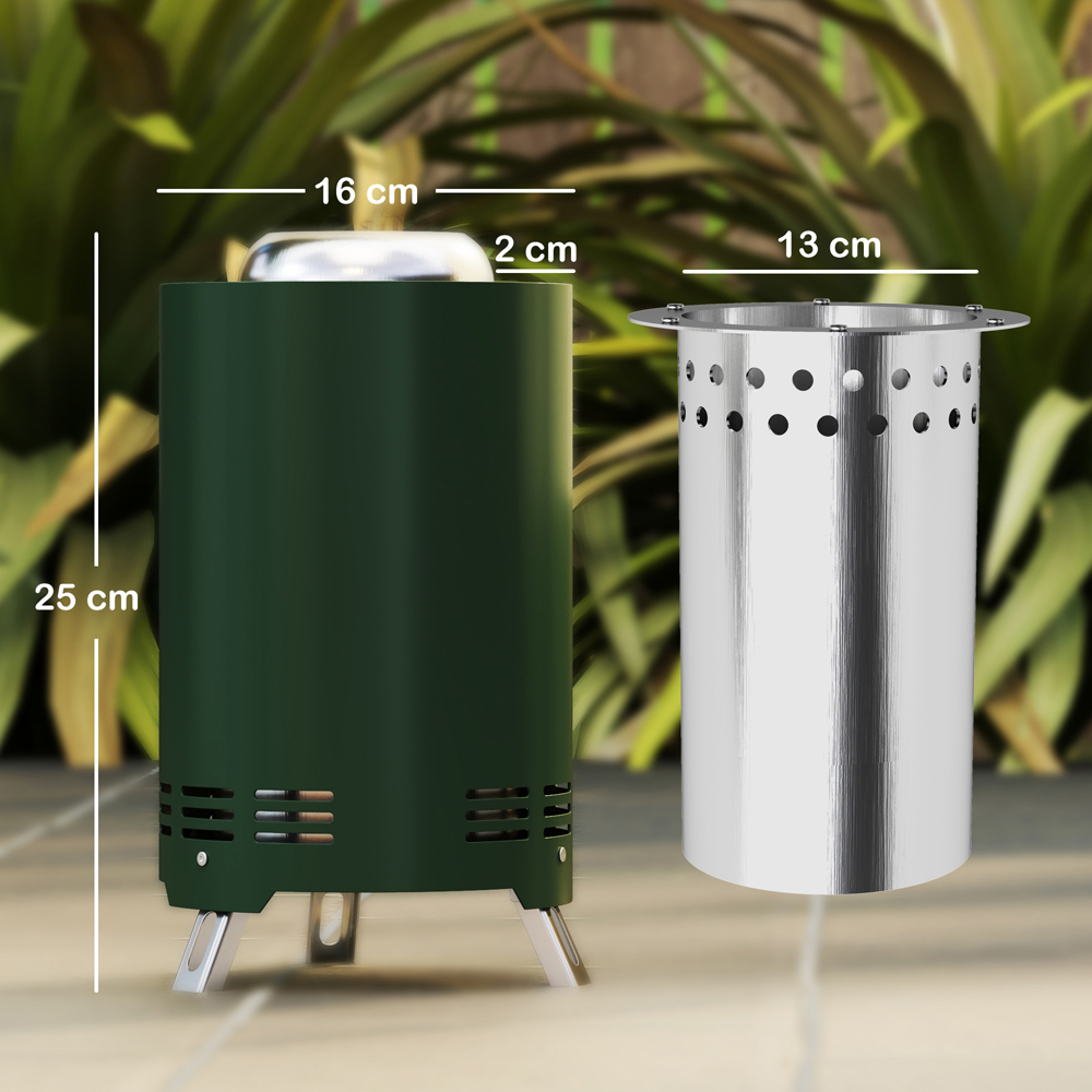 Outsunny Green Stainless Steel Smokeless Wood Burning Firepit Image 9