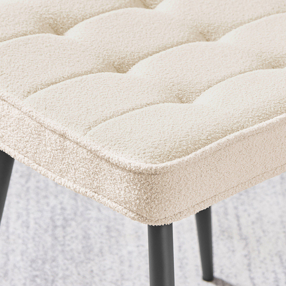 Furniturebox Boston Set of 2 Cream and Black Boucle Fabric Dining Chair Image 3