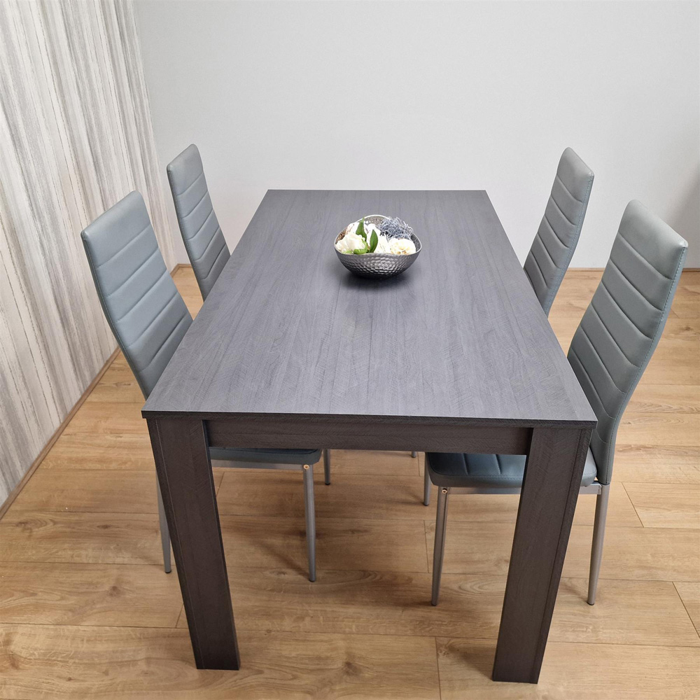 Kosy Koala 4 Seater Faux Leather Arrow Design Dining Set Charcoal and Grey Image 3