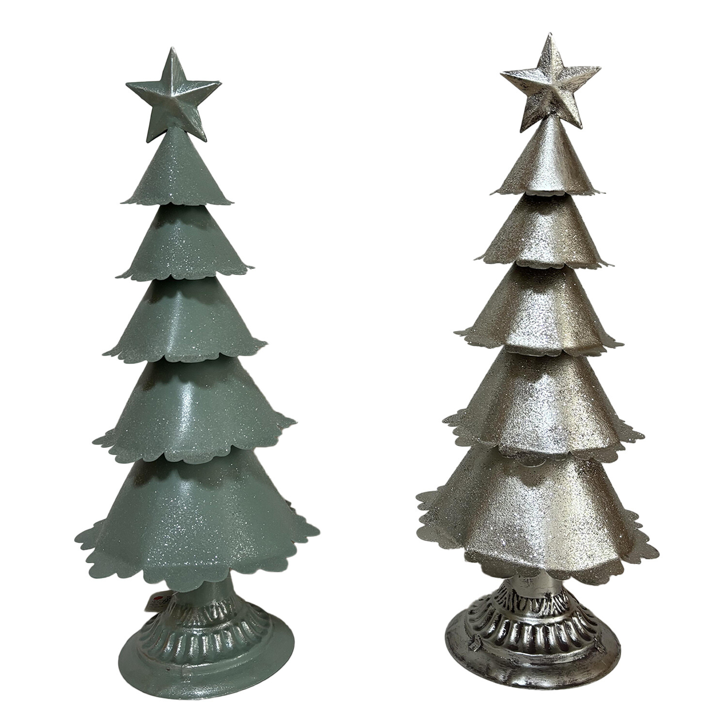 Metal Christmas Tree Ornament - Green or Silver Image