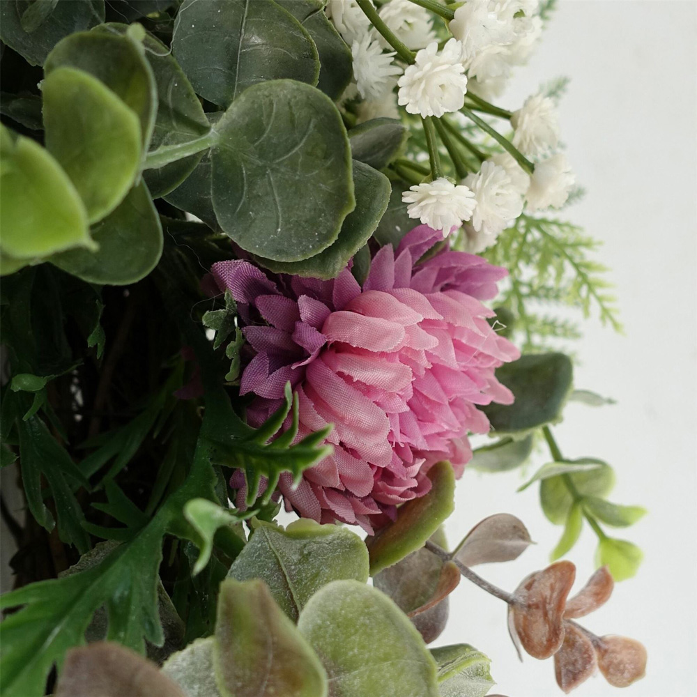 Leaf Pink Floral Blossom Artificial Wreath 45cm Image 6