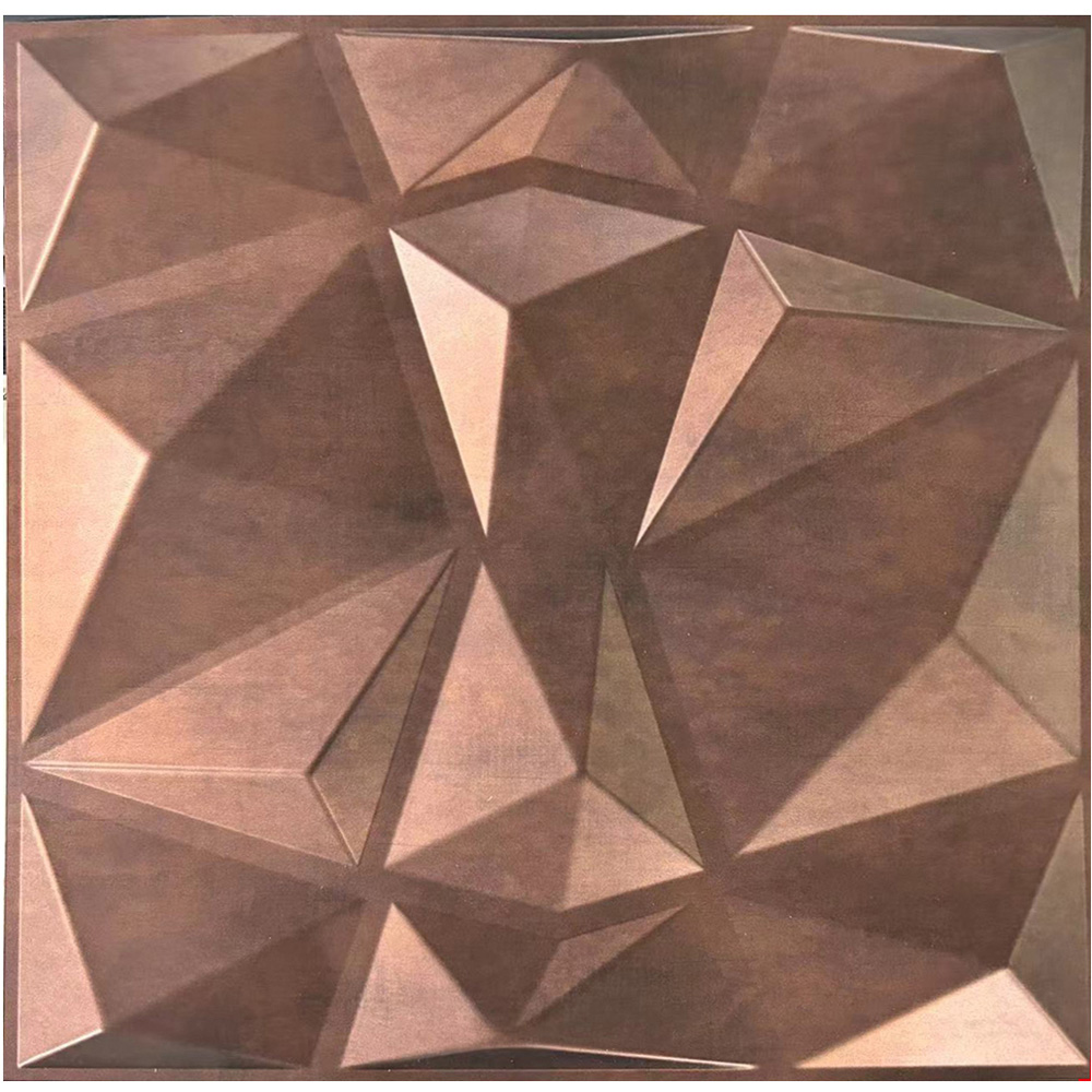 Britwall 3D Red Copper Rust Faceted Diamond PVC Wall Panel 500 x 500 x 1mm 4 Pack Image 2