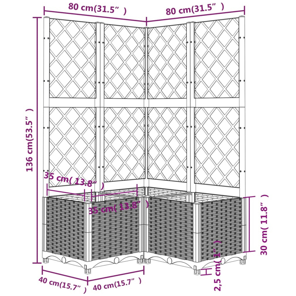vidaXL Light Grey Polypropylene Garden Planter with Trellis 80 x 80 x 136cm Image 7