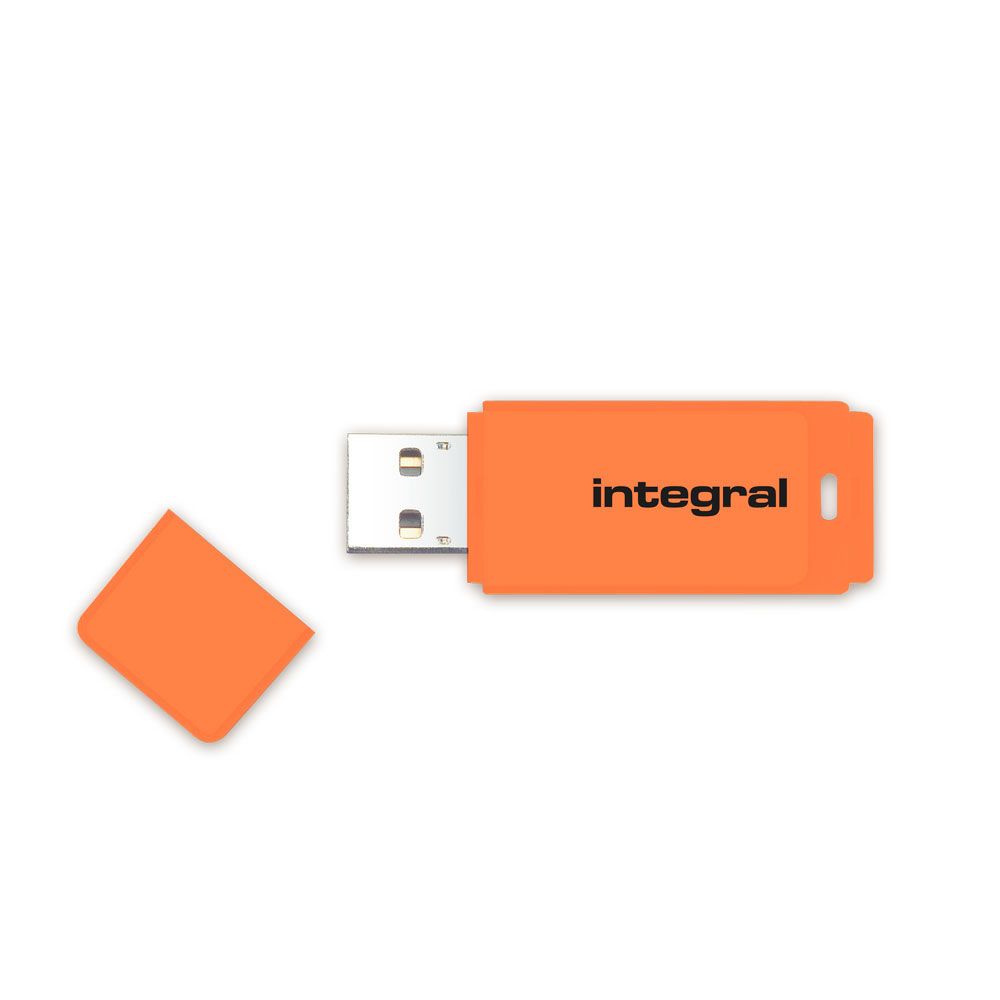 Integral Orange 64GB USB 2.0 Flash Drive Neon Image 1
