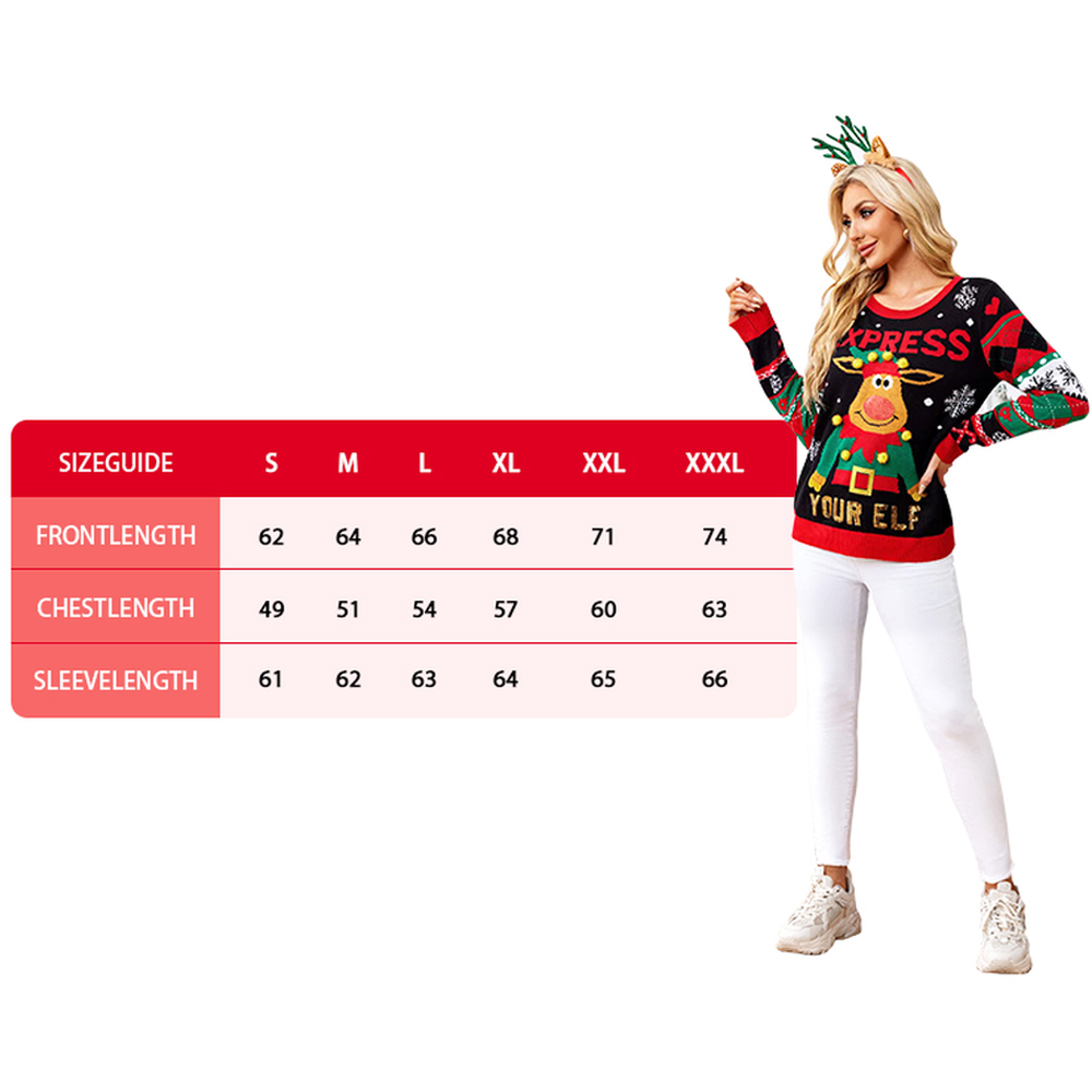 Noel Square Unisex Express Your Elf Crew Neck Christmas Jumper Small Multicolour Image 4
