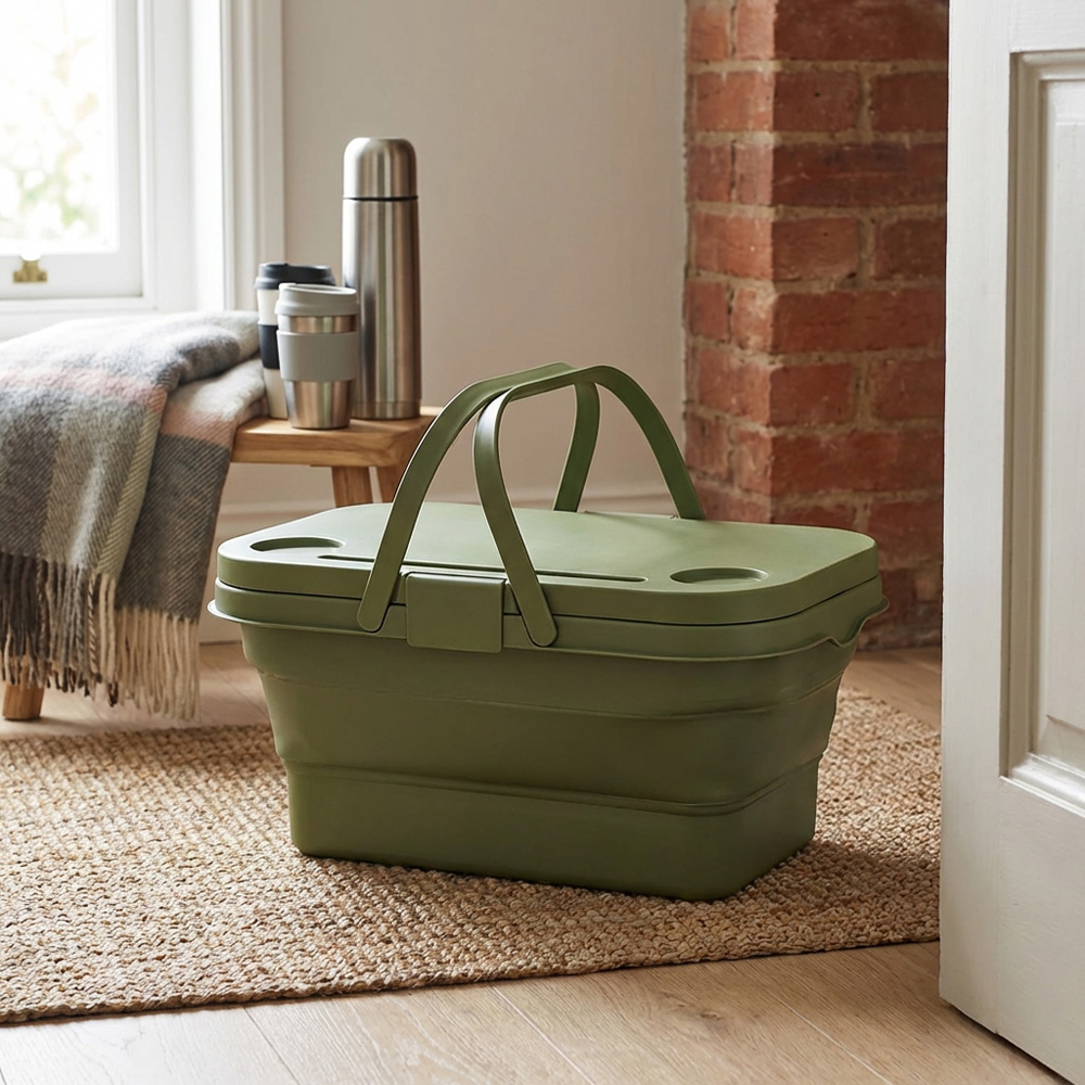 Folding Camping Basket - Green Image 5