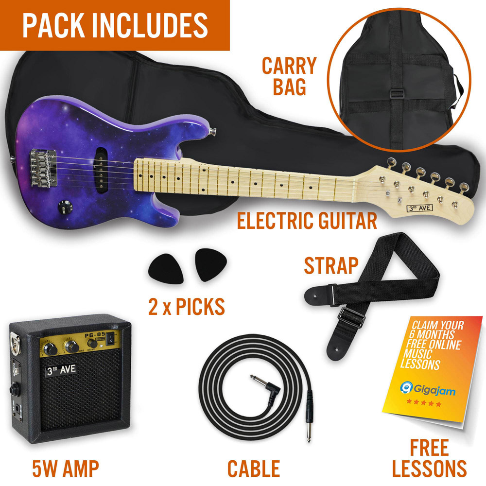 3rd Avenue Purple Galaxy Junior Electric Guitar Set Image 6