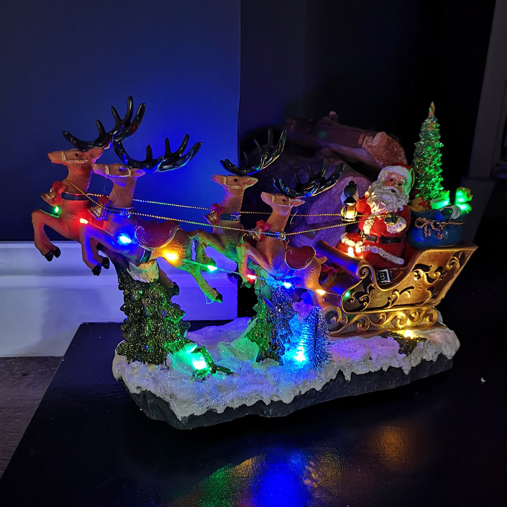 Samuel Alexander Santa Riding Sleigh Musical LED Christmas Decoration 35cm Image 6