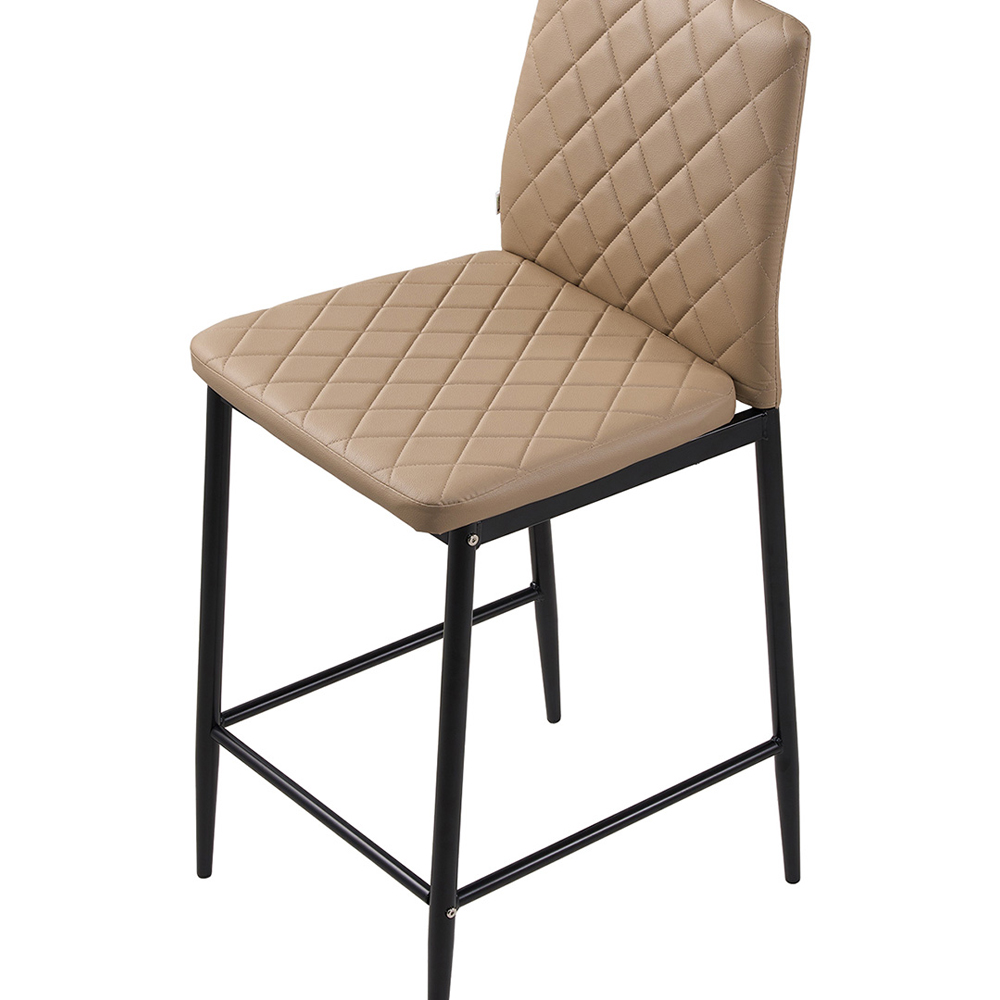 Living and Home Camel PU Leather Diamond Stitched Bar Stool Set of 2 Image 5
