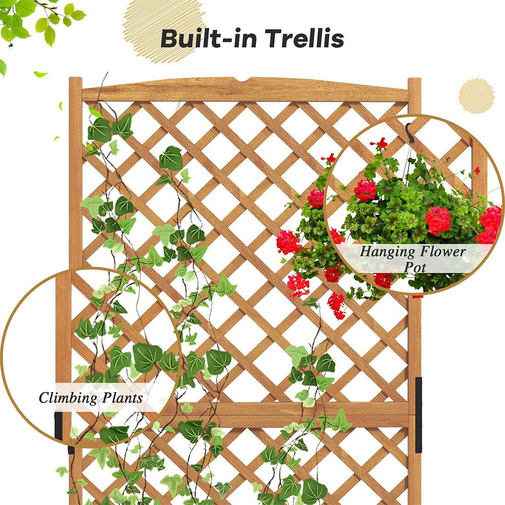 Costway Orange Raised Garden Bed Trellis Planter Image 6