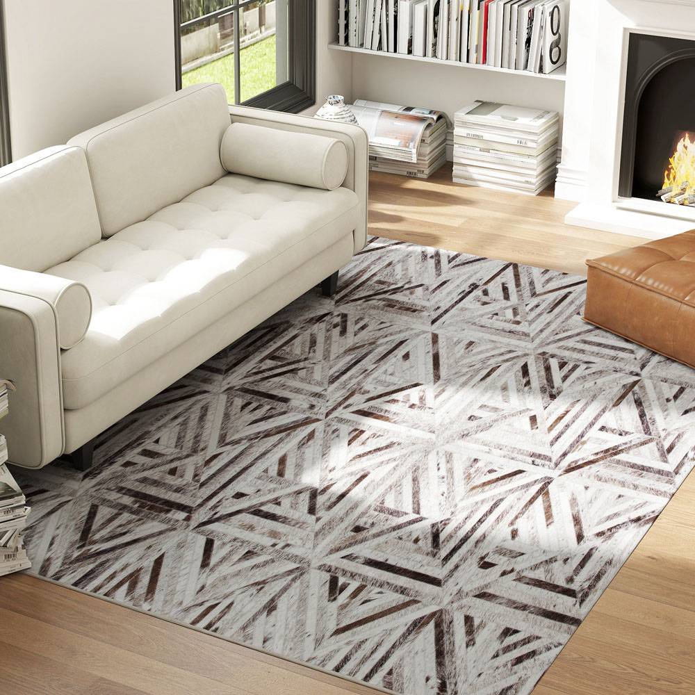 HOMCOM Brown Chenille Non-Slip Rug 290 x 200cm Image 2