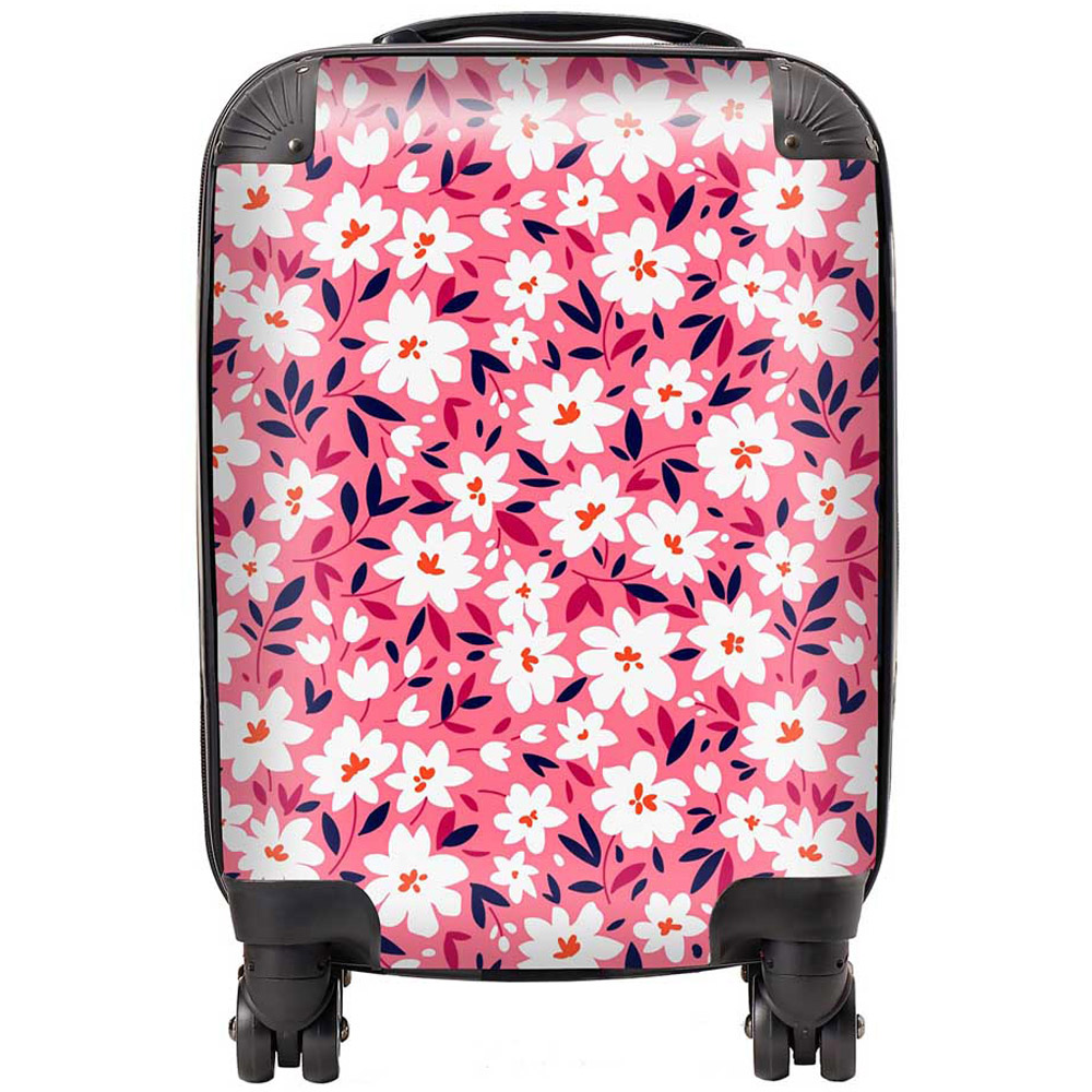 Warren Reed Designer Small Cute White Flower Pattern Suitcase Image 1