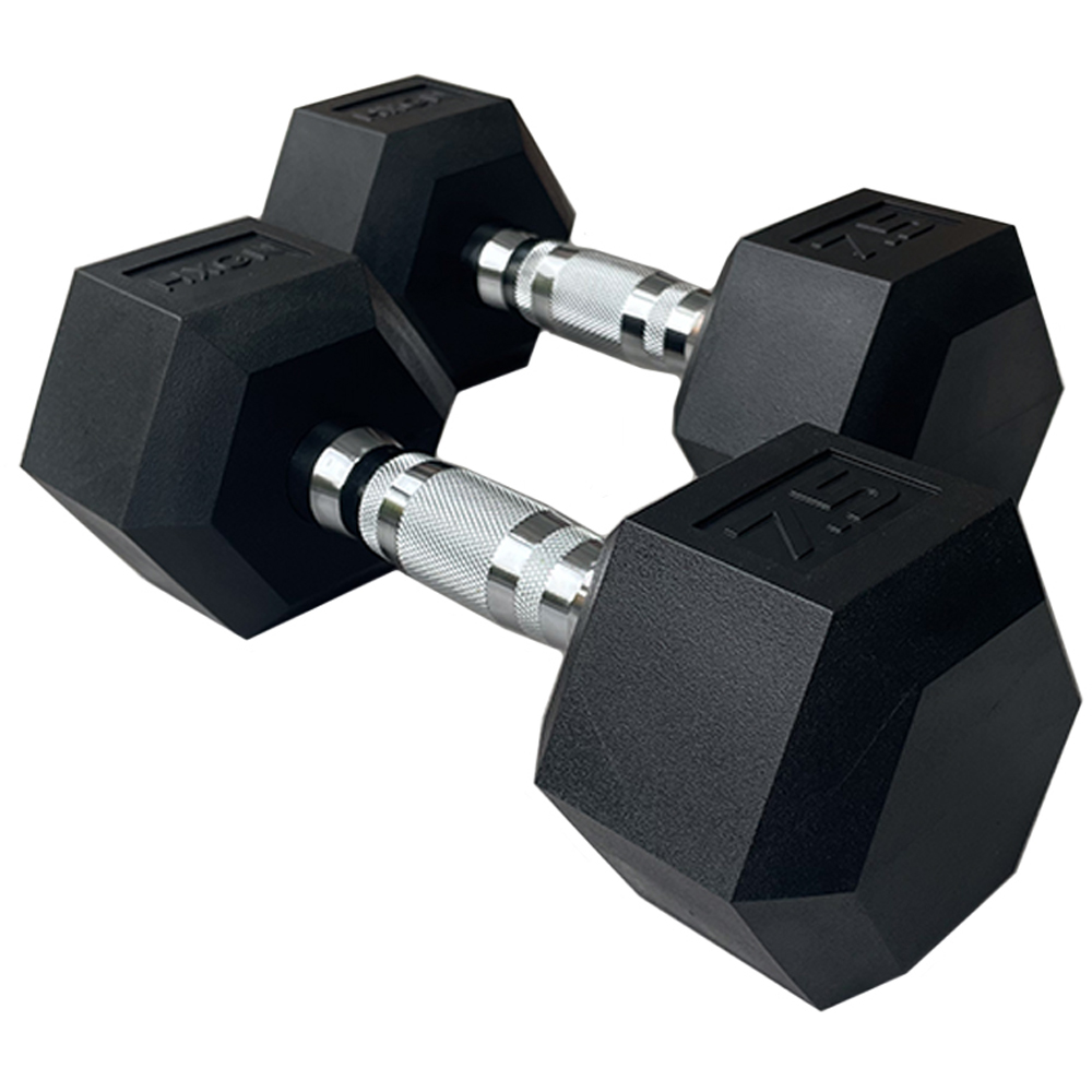 HXGN Pro Hex Black Dumbbell 7.5kg 2 Pack Image 1