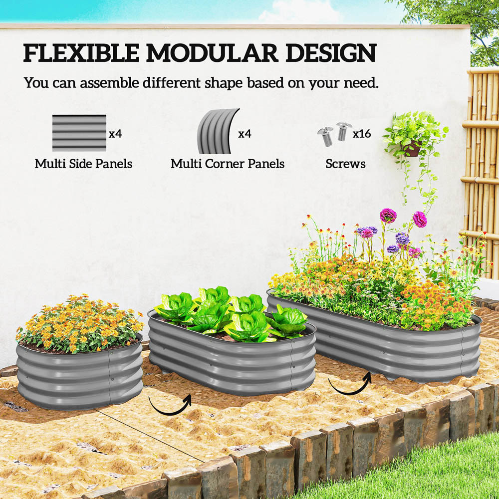 Outsunny Silver Galvanised Raised Garden Bed with Safety Edging 30 x 150 x 62cm Image 8