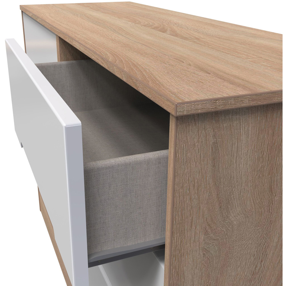 Crowndale Monaco 6 Drawer White Gloss and Bardolino Oak Wide Chest of Drawers Ready Assembled Image 6