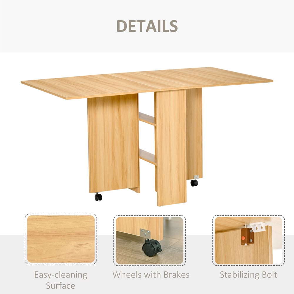 HOMCOM 6 Seater Foldable Dining Table with Storage Shelf Image 8