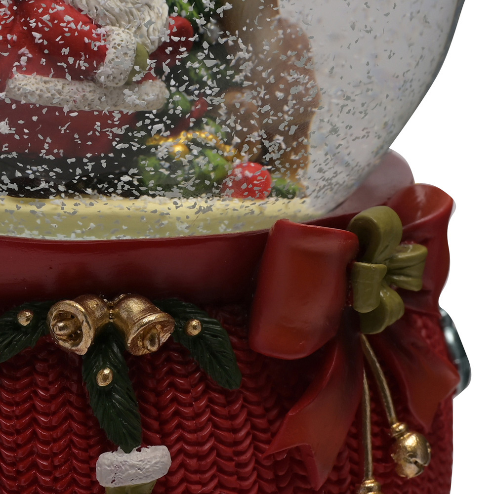 The Christmas Gift Co Musical Santa with Reindeer Scene Snow Globe Image 4